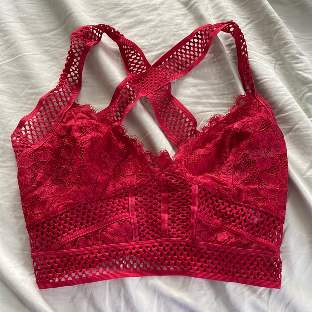 Free People Red Lace Bralette